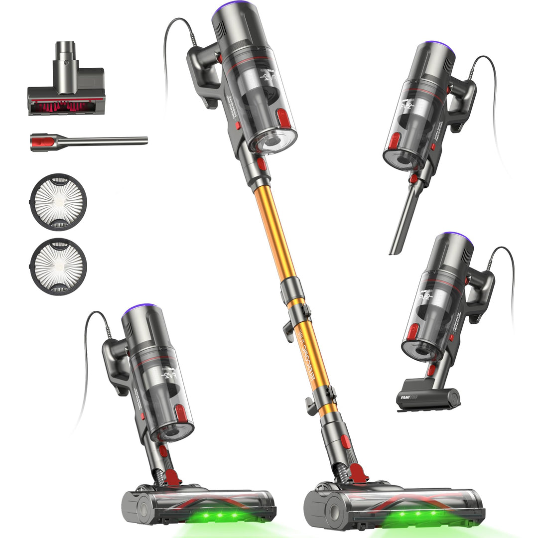 FAMIVAC Staubsauger mit Kabel, 65KPa & 600W Konstante Saugkraft, Staubsauger Beutellos mit Matratzen