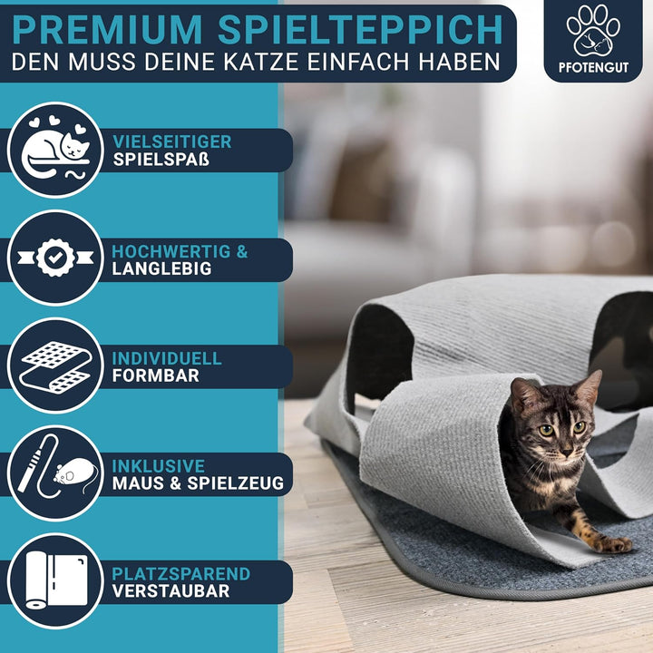 Katzenteppich [100x100 cm] - interaktive Spielmatte aus Filz mit individuellen Formen zur Beschäftig