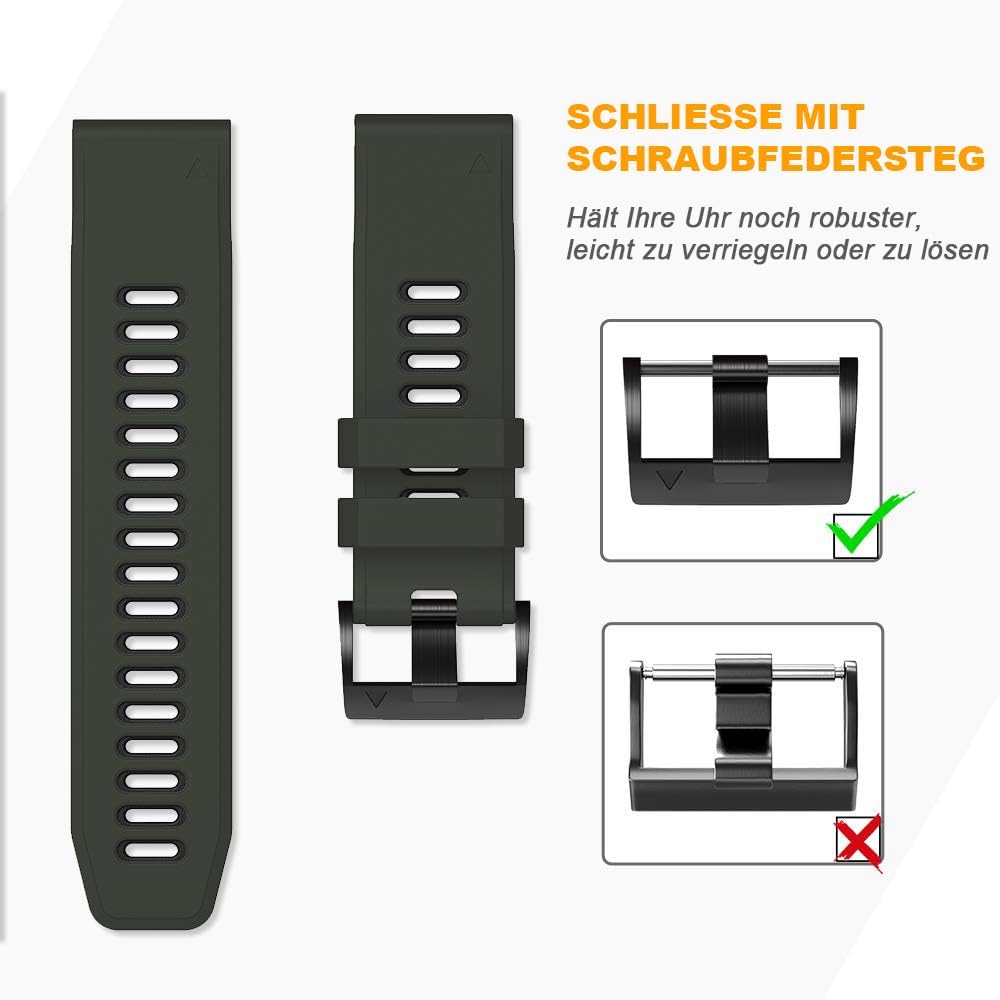 NotoCity Armband für Garmin Fenix 6x/6x Pro/5x/5x Plus/7x/7x Pro/8 51mm, Quickfit 26mm Uhrenarmband