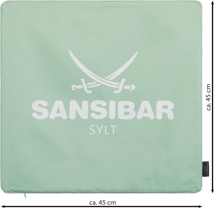 Sansibar Kissen Zierkissen Dekokissen Sofakissen 100% Baumwolle (Bezug - 45x45 cm - 2er-Set, Mint/We