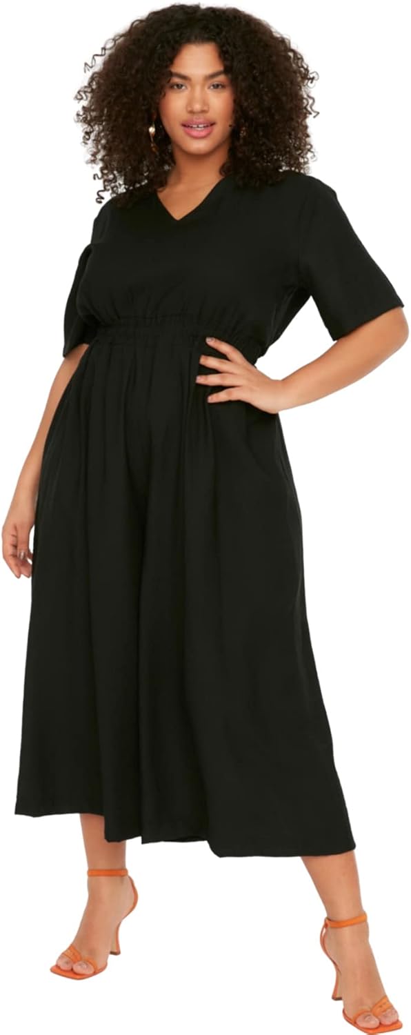 TRENDYOL Damen Women Plain Woven Plus Size Overall 44 Plus Schwarz, 44 Plus Schwarz