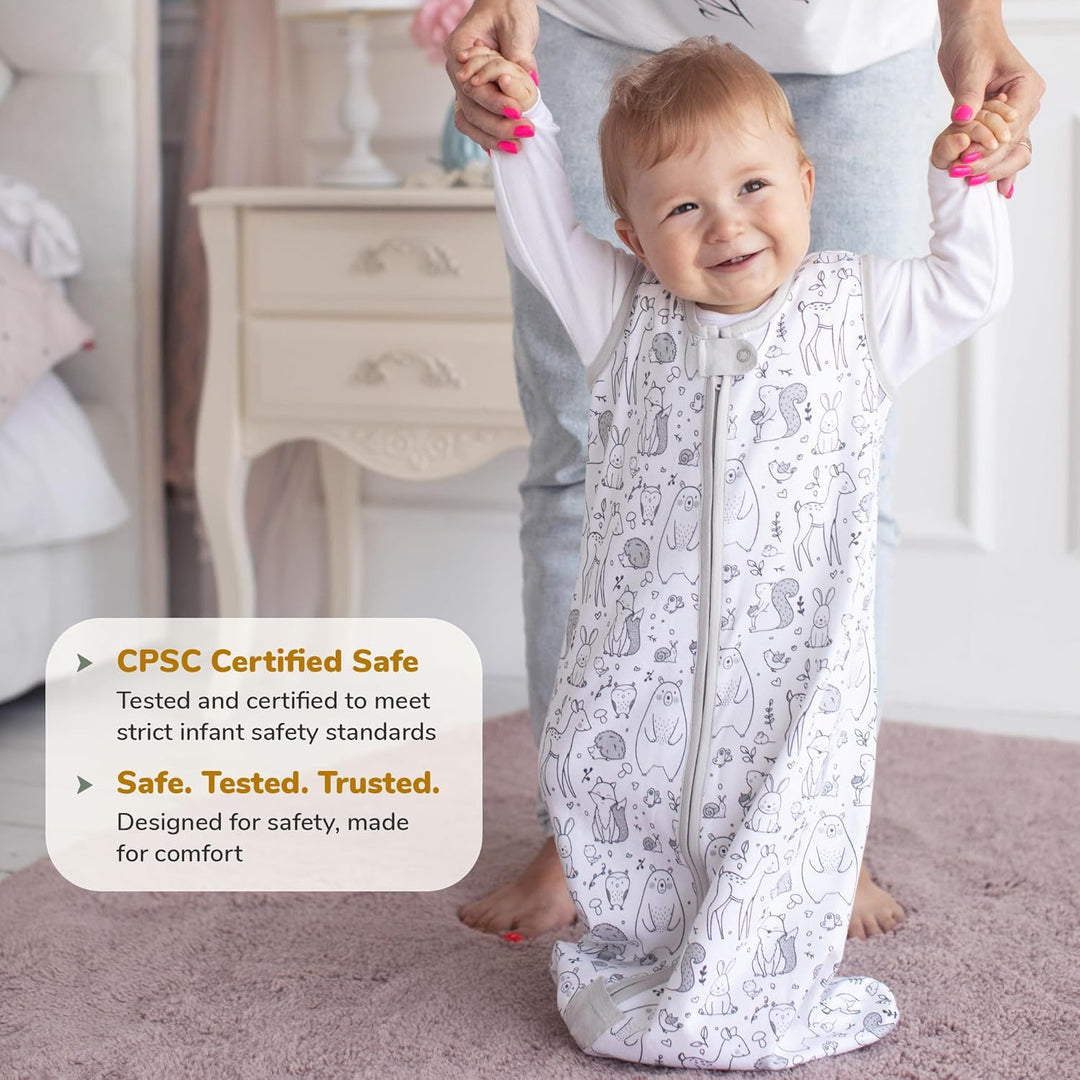 Mama Cheetah Baby Sleep Sack 2.5 TOG, Organic Cotton Baby Wearable Blanket with Two-Way Zipper, Swad