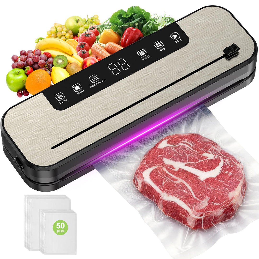 SHINER Vakuumiergerät, 6-IN-1 Vakuumierer für Trockene Feuchte Frische Lebensmittel, Kompaktes, Sich
