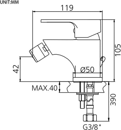 GRIFEMA PORTO-G15003 | Einhebel-Bidetmischer, Bidetarmatur, Kugelgelenk-Auslauf, Komforthöhe, Chrom