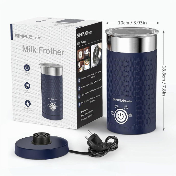 SIMPLETASTE Milchaufschäumer, 4 in 1 Elektrischer Automatischer Milchschäumer für Heissen und Kalten