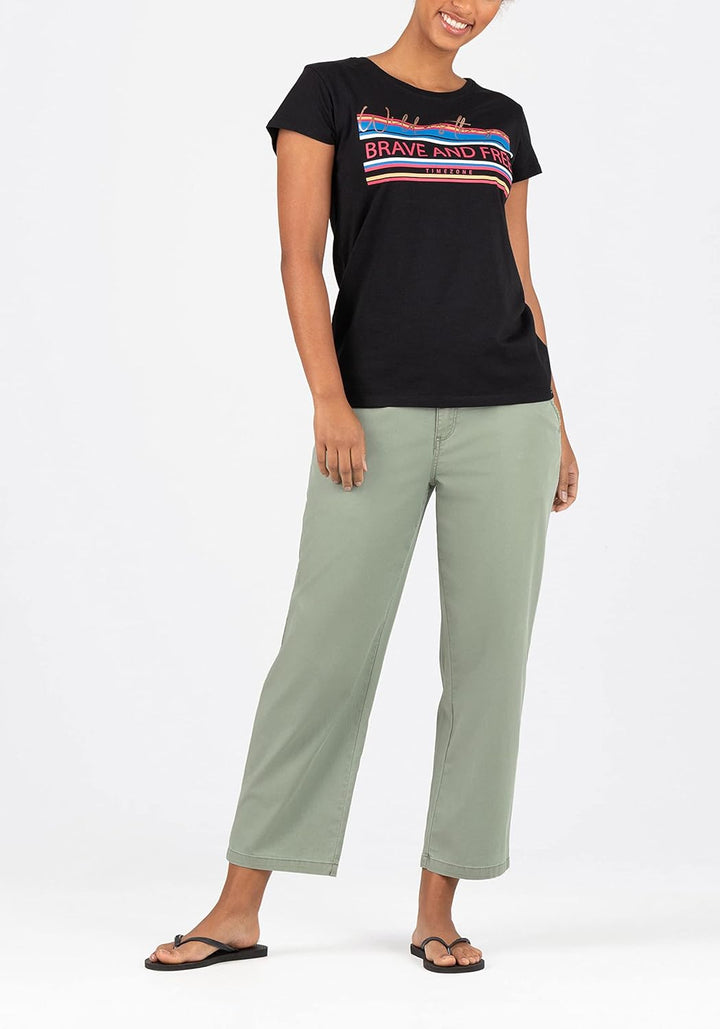 Timezone Damen Freizeithose Regular Marlatz Cropped 27 Oil Green, 27 Oil Green