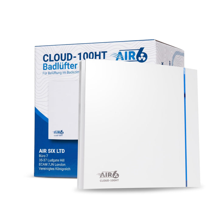 AIR 6 Badlüfter 100mm, Abluftventilator Für Badezimmer, WC, Bad Lüfter mit Feuchtigkeitssensor und T