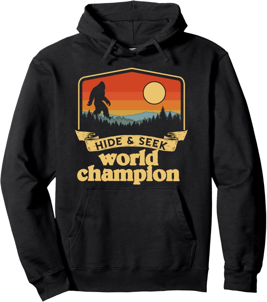 Bigfoot Hide and Seek World Champion Vintage Nature 80s Pullover Hoodie