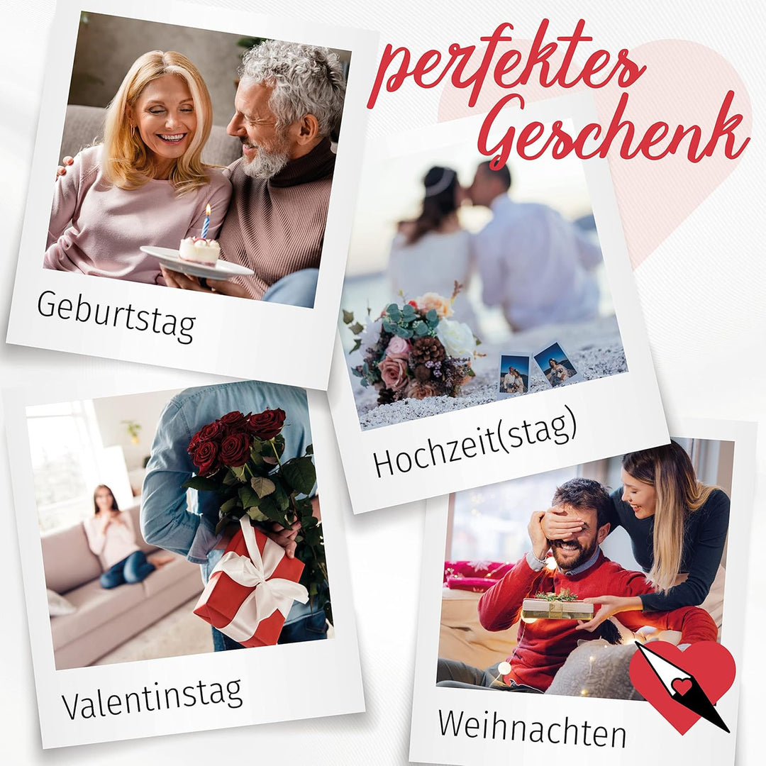 Liebeskompass Losbox Lose für Paare mit 52 Date Ideen & Fragen - Partner Geschenk für besondere Mome