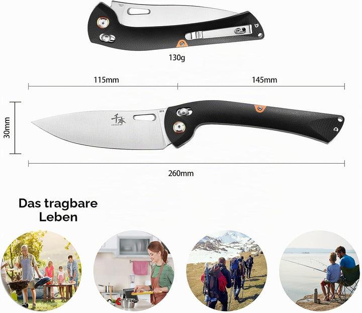 SENBON 440 Sharp Falten Universal Messer G10 Griff Obst Camping Outdoor Back Clip Tragbares Obst Mes