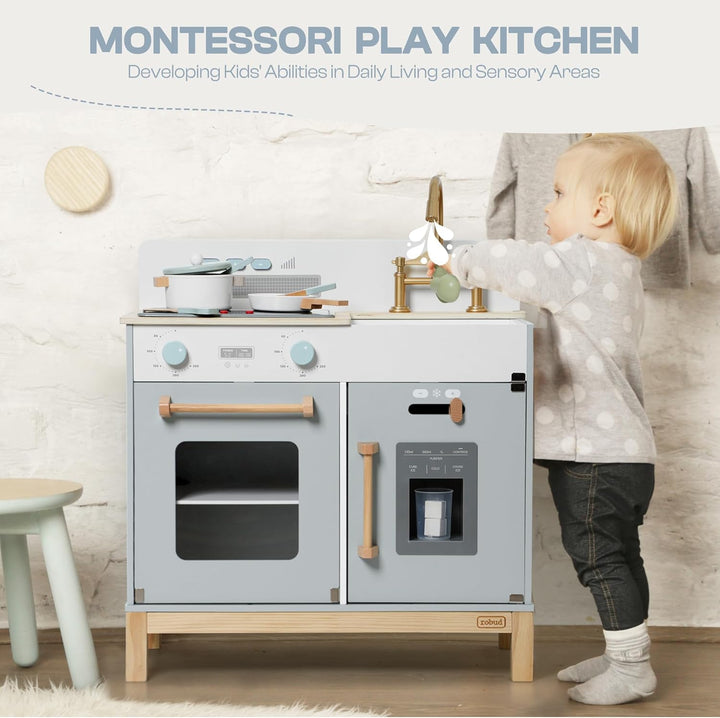 ROBUD Montessori Spielküche Holz, Kinder Küche Kinderküche Spielzeug ab 3 4 Jahre Mädchen Geschenk 3
