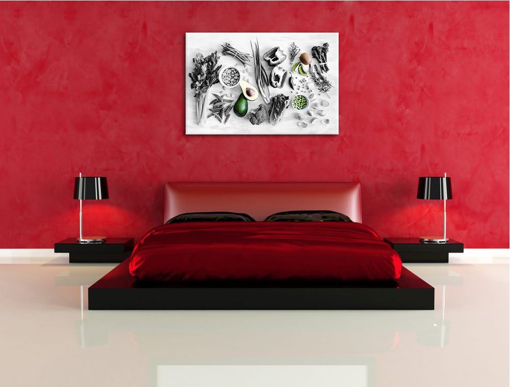schöne Gemüse und Obst Vielfalt schwarz/weiss Format: 100x70 auf Leinwand, XXL riesige Bilder fertig