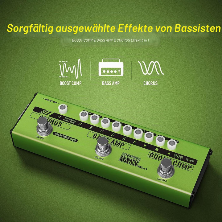 VALETON Bass Multi Effekte Pedal Stage Session Gigging Praxis Analog Amp Boost Comp Chorus Dapper Ba