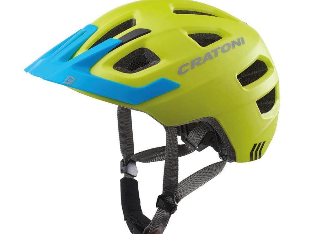 Cratoni Kinderhelm Maxster Pro Fahrradhelm Kinderhelm Jugendhelm mit Rücklicht grün/blau S/M | 51-56