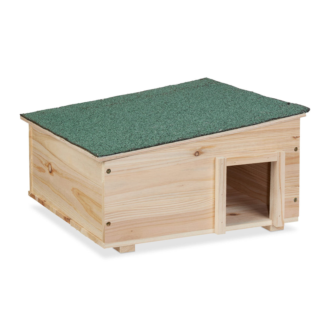 Relaxdays Igelhaus, Holz, Igelhotel mit Boden, 2 Kammern, Winterquartier für Igel, Garten, HBT: 21,5