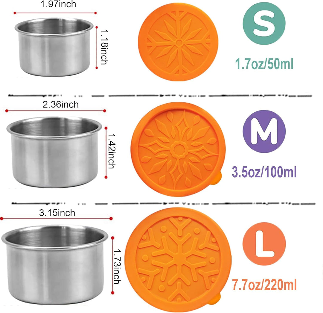 Nicelock kleine edelstahldosen mit deckel, Lebensmittelbehälter Set, Snackbox, Mini-Töpfe mit auslau