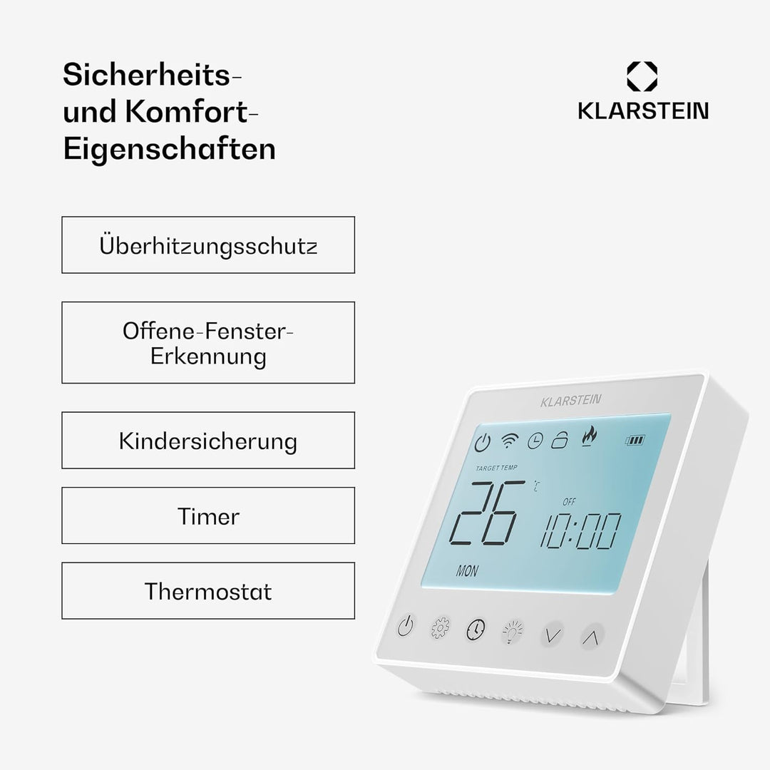 Klarstein Infrarotheizung Wandmontage 360W – Wand/Decke, Thermostat, App & Alexa Steuerung, IP44, Üb