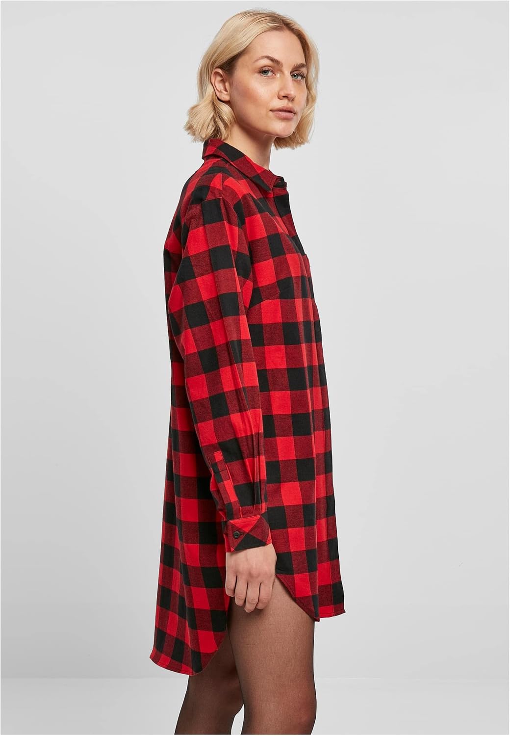 Urban Classics Ladies Oversized Check Flannel Shirt Dress, Oversized Shirt-Kleid für Frauen aus Baum