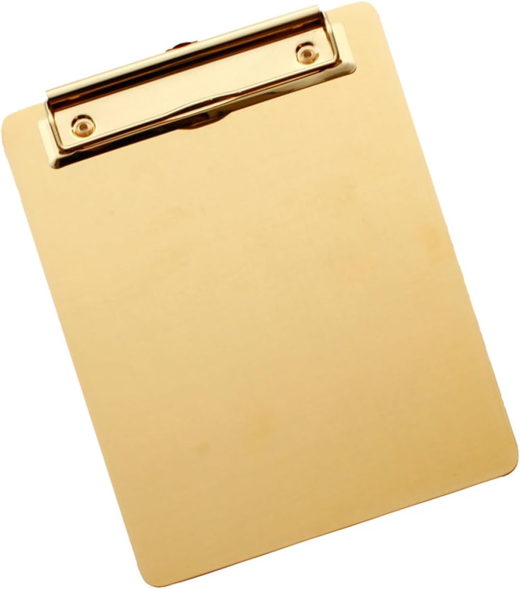 STOBOK Klemmbrett Mit Metallclip Tragbare Schreibunterlage Für Büro Schule Und Zuhause Goldene Oberf