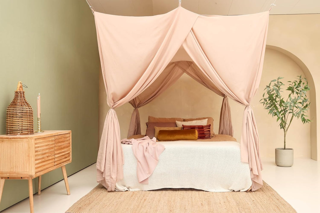 Nougat Betthimmel für Doppelbett | Rechteckiges Moskitonetz Grössen | Baldachin Bett für Teenagern &amp;