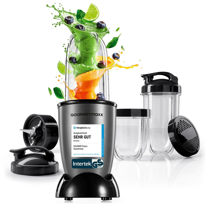 GOURMETmaxx Mr. Magic Power Pro Mixer 400 Watt | Smoothie Maker mit to go Deckel | Standmixer mit Mi