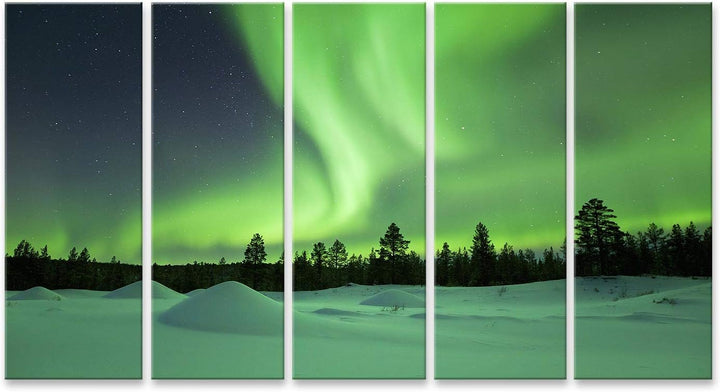 islandburner Bild auf Leinwand Spektakuläre Aurora Borealis (Nordlichter) Vrschneite Winterlandschaf