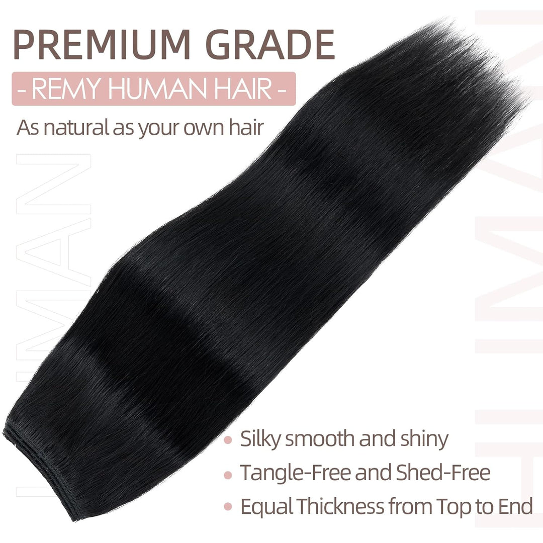Extensions Echthaar mit transparenter Schnur, Silk-co Wire in ExtensionsTief Schwarz 65g, Secrets Ha