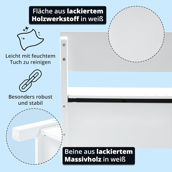 KHG Kinderbank weiss Landhaus für Kinderzimmer, Pflegeleichte Oberfläche, robust Truhenbank, kindger