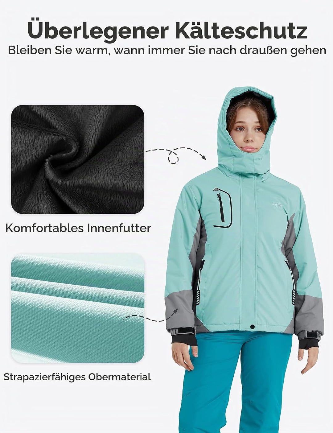 Wantdo Mädchen Berg Ski Jacke Warmer Winter Fleece Mäntel Wasserdichter Atmungsaktive RegenMäntel Ou