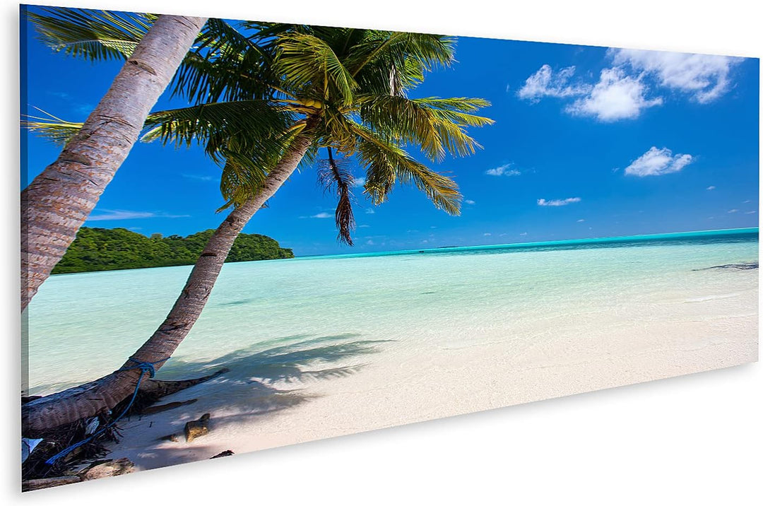 islandburner Bild auf Leinwand Tropischer Strand Exotische Insel Pazifik Palmen Weisser Sand Türkis