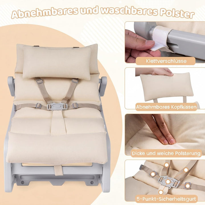COSTWAY 2 in 1 Babywippe, Baby Schaukelstuhl mit verstellbarer Rücklehne, waschbarem Kissen &amp; Sicher