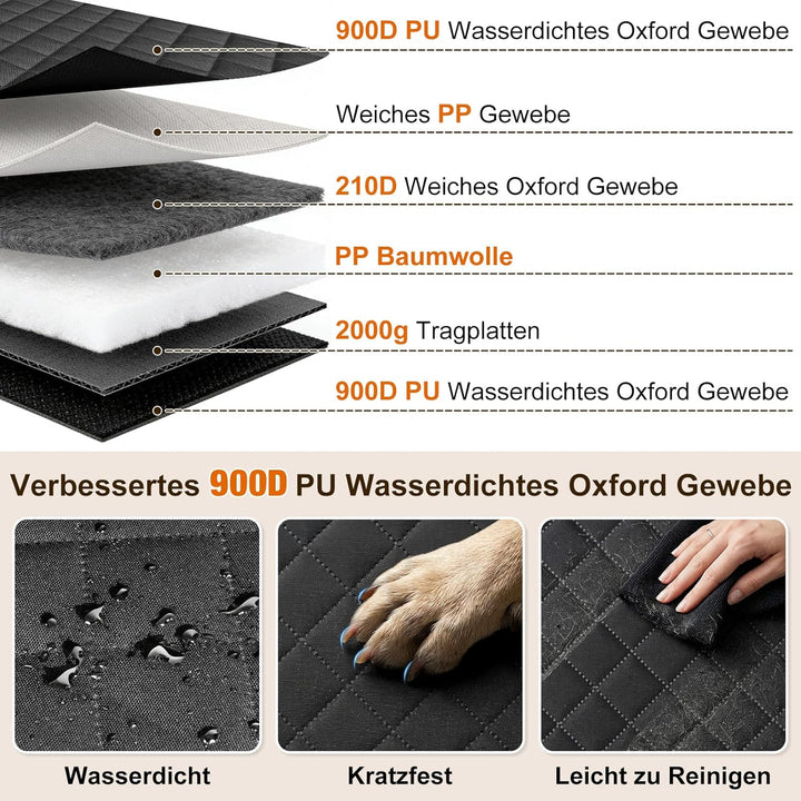 X XBEN Extra Stabiler Hunde Autositz, 50% Mehr Platz Hundesitz Auto Rückbank mit 3 Mesh-Fenstern, Ho