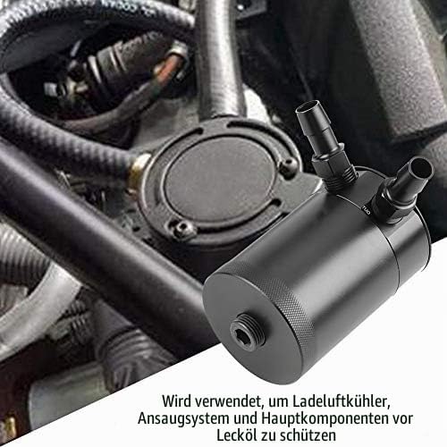Oil Catch Can-Duokon Universal Aluminiumlegierung gezahnte Ölkanister Abfallbehälter 2 Tanks, Schwar
