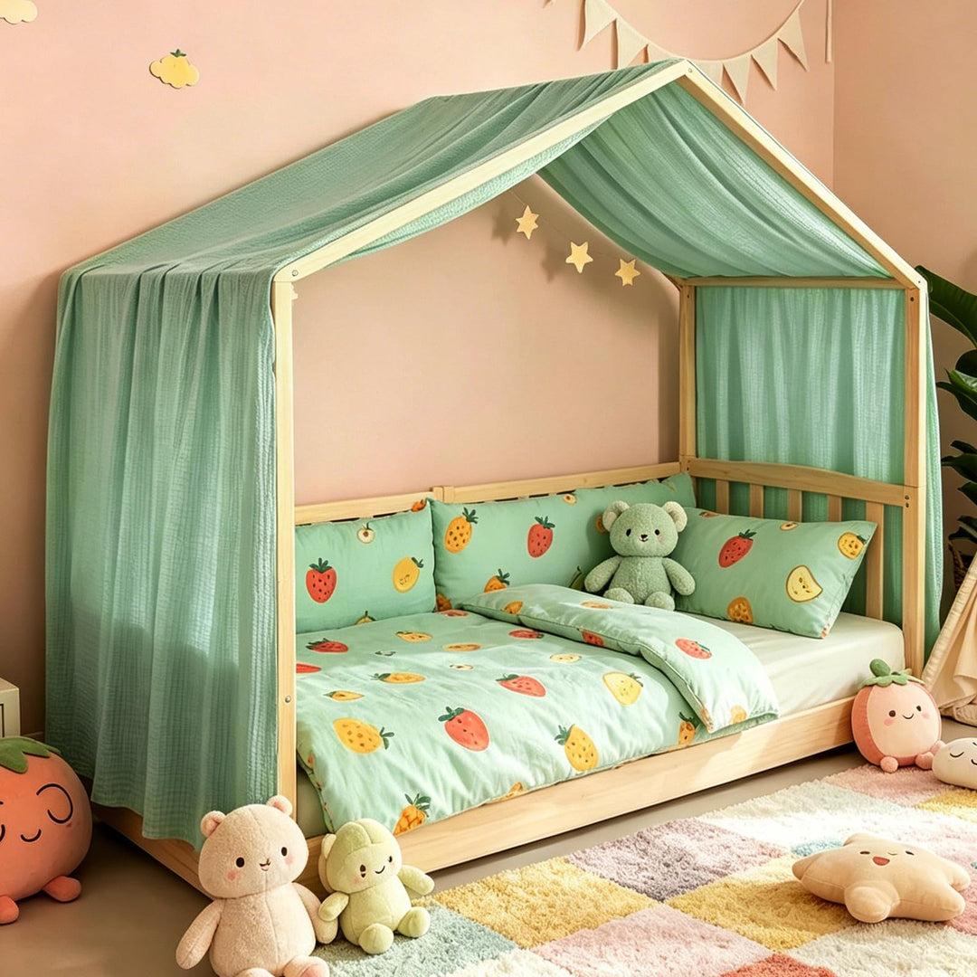 Baldachin aus 100% Baumwolle für Kinderzimmer Betthimmel für Hausbett & Kinderbett Himmelbett Vorhän