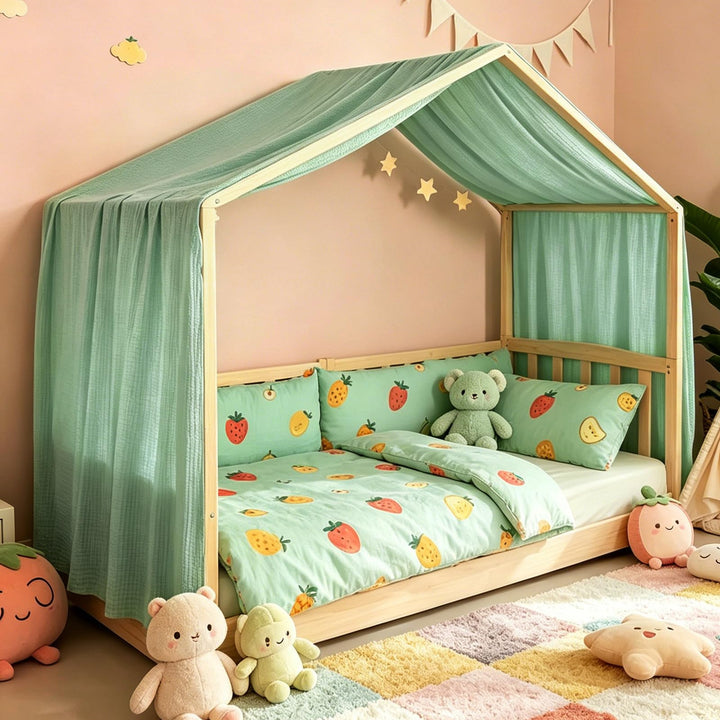 Baldachin aus 100% Baumwolle für Kinderzimmer Betthimmel für Hausbett & Kinderbett Himmelbett Vorhän