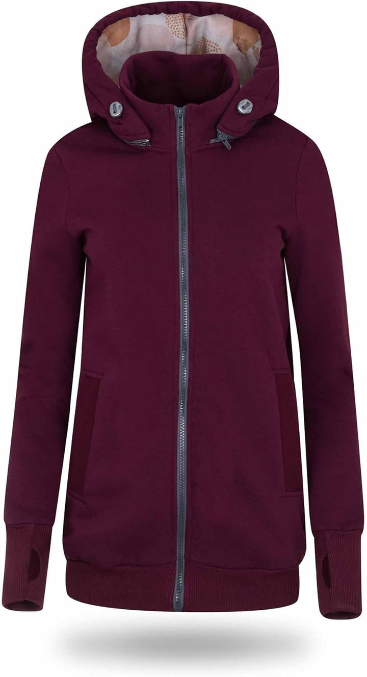 fun2bemum Pola 4in1 Baby Tragejacke für Mama Känguru Kapuze VORNE/HINTEN S Cherry, S Cherry