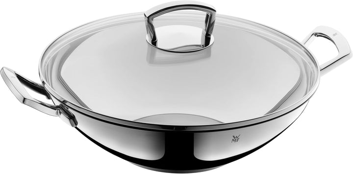 WMF Set 2-teilig Wok Induktion mit Glasdeckel 36 cm, Wokpfanne Induktion, Cromargan Edelstahl, spülm