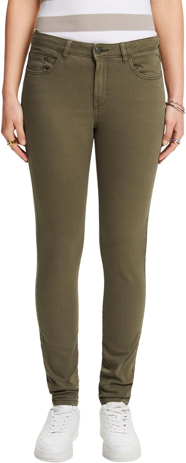 edc by Esprit Stretch-Pants mit Organic Cotton 34 Dunkles Khaki, 34 Dunkles Khaki