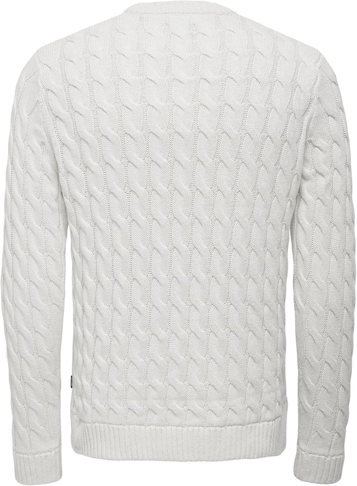 ONLY & SONS Male Strickpullover Normal geschnitten Rundhalsausschnitt Pullover XXL Antique White, XX