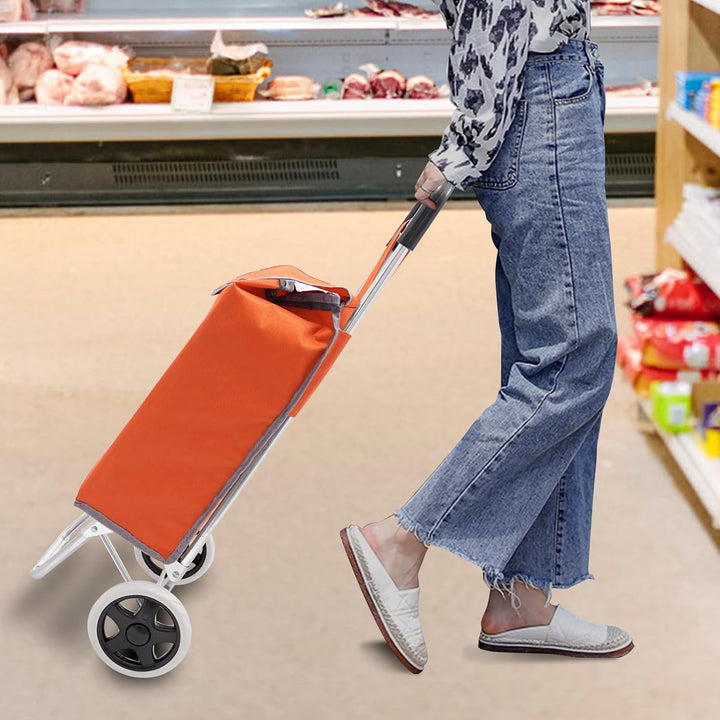 Einkaufswagen, Einkaufstrolley mit Rädern Abnehmbarer Oxford-Stoff Tasche Belastbarkeit 25kg Klappba