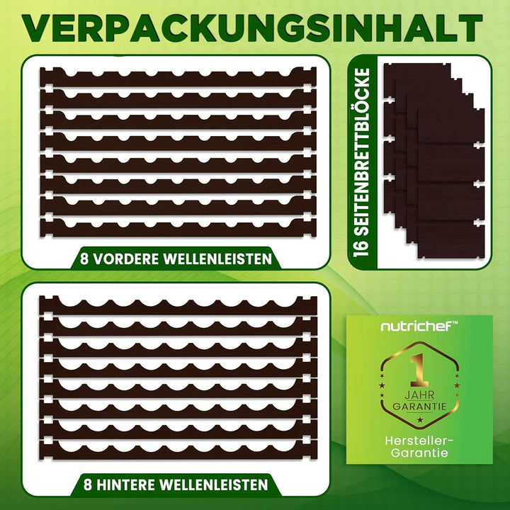 NutriChef Stapelbares Bambus-Weinregal, 8-stöckig, 72 Flaschen Kapazität, Freistehendes Regal, Werkz