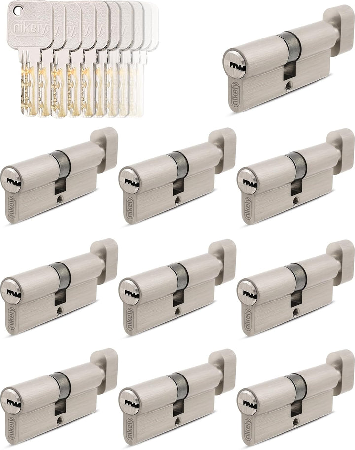 GERCAR Pro 10x Knaufzylinder 30/30 gleichschliessend Set 10 Schliesszylinder mit Knauf inkl. 50 Schl