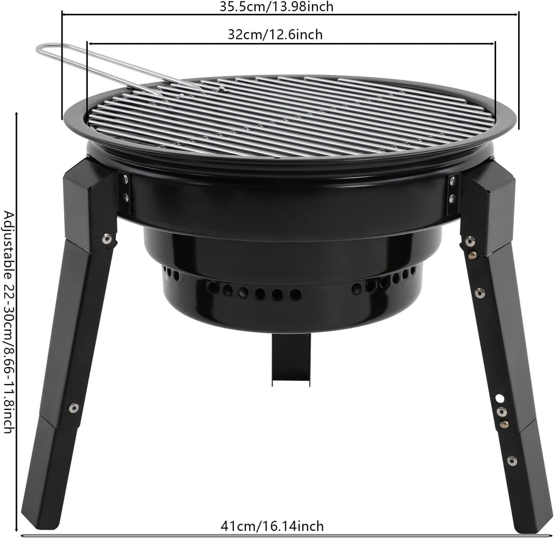 Holzkohlegrill, Grill Kohlegrill, BBQ Grill mit Grillpfanne & Holzkohle-Netz, Tragbar, Zerlegbar, fü