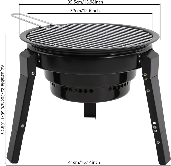 Holzkohlegrill, Grill Kohlegrill, BBQ Grill mit Grillpfanne & Holzkohle-Netz, Tragbar, Zerlegbar, fü
