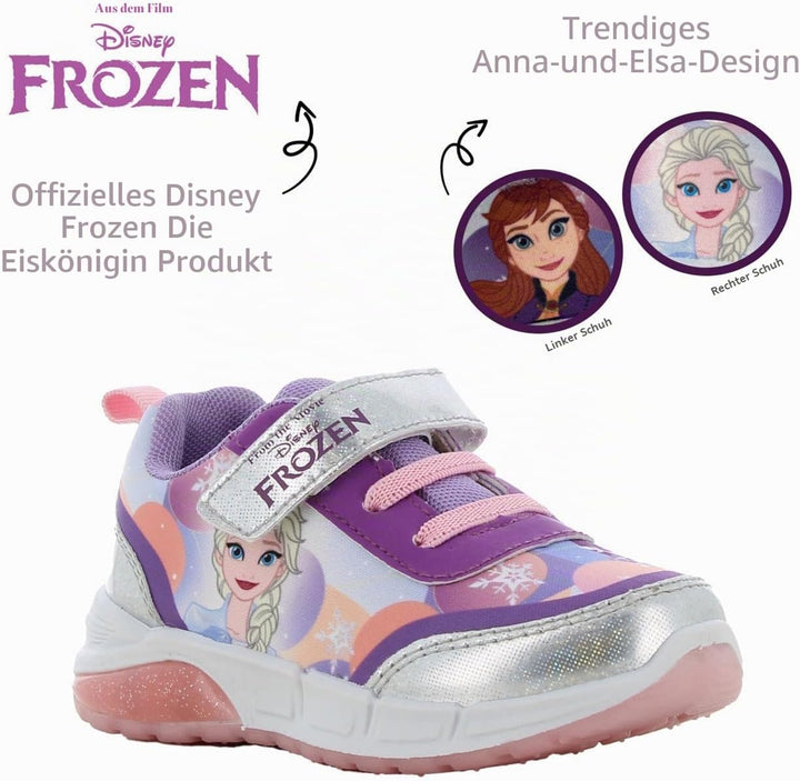 Disney Frozen Schuhe Mädchen 2 bis 8 Jahre, Kinderschuhe mit Anna und ELSA Motiv, Leuchtschuhe Kinde