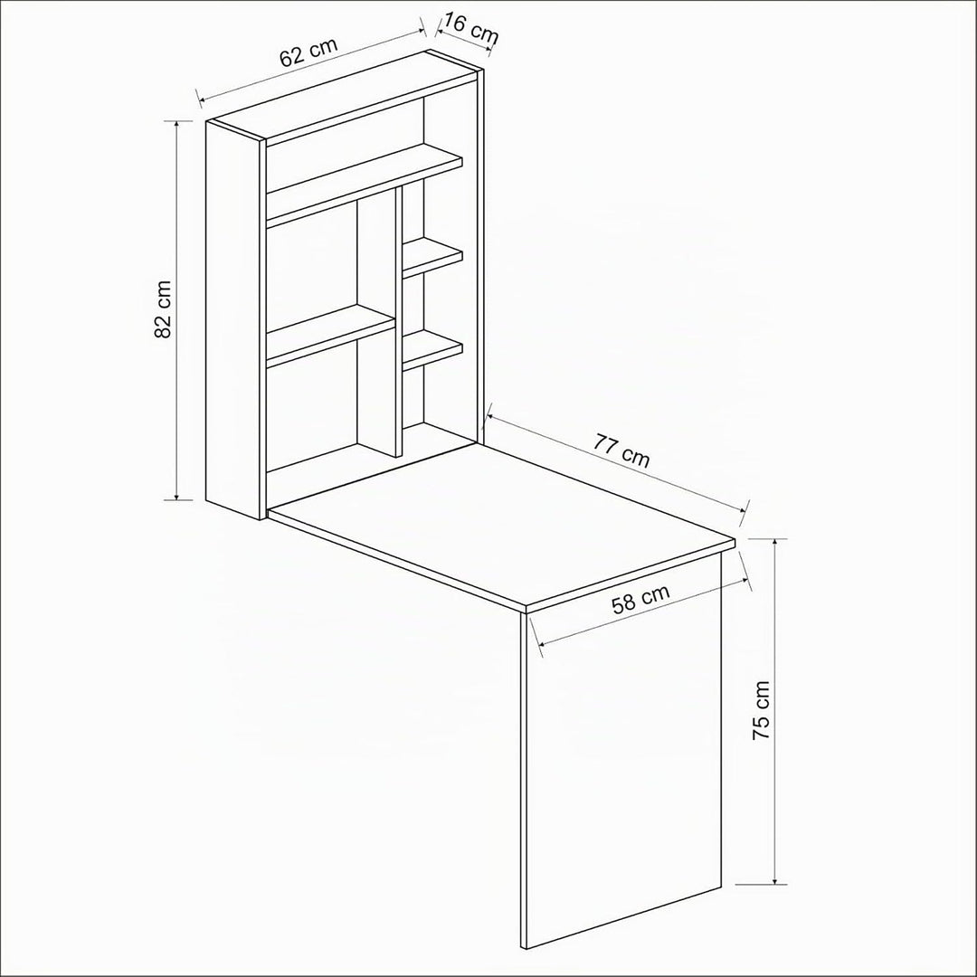 [en.casa] Schreibtisch Greve Wandklapptisch Weiss Walnuss-Optik Bürotisch Arbeitszimmer Wandtisch kl