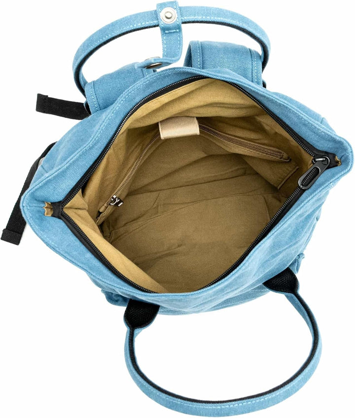 Canvas-Rucksack Kolibri/Alltagsbegleiter mit 20l Volumen/Fächervielfalt/Rolltop – Blau