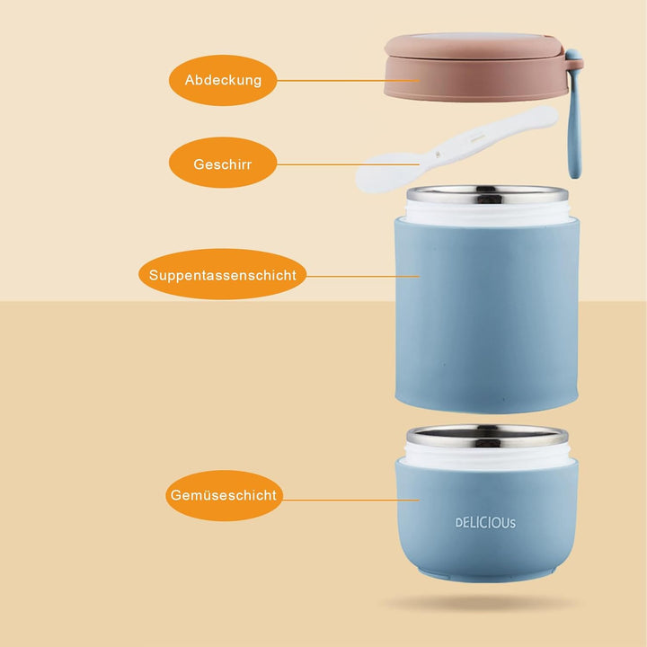Chedin Müslibecher To Go mit Deckel, Edelstahl Porridge Becher 730ml Auslaufsicher joghurtbecher to