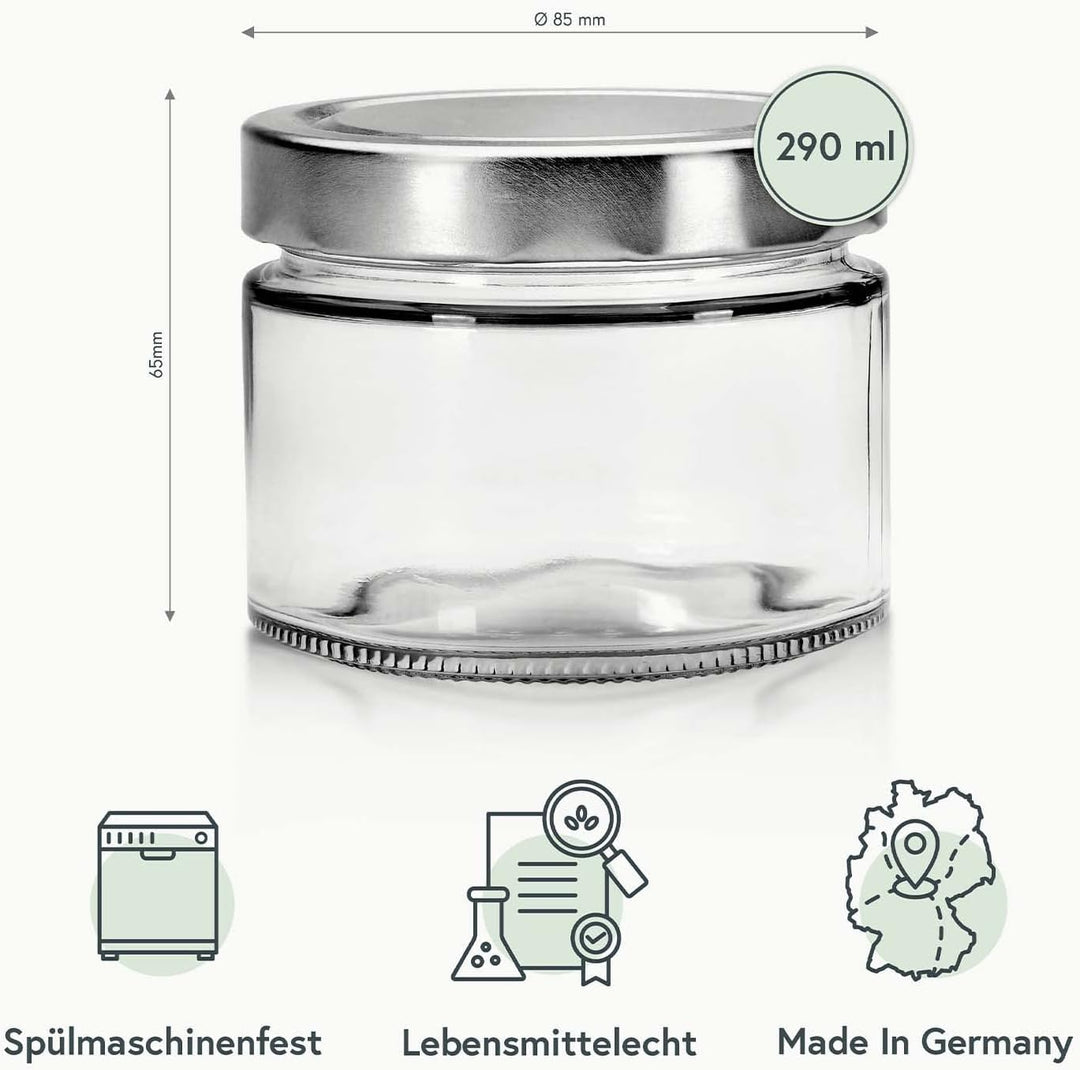 PUREGANIC® Marmeladengläser Set 8x290 ml Schraubgläser mit Deckel/Marmeladengläser Klein, Vorratsdos