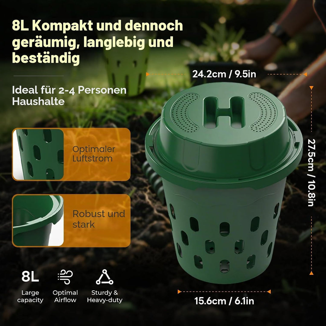 8L Unterirdisch Komposter Garten mit Deckel,PVC Wurmkomposter mit Belüftungslöcher,Organische Wurmki